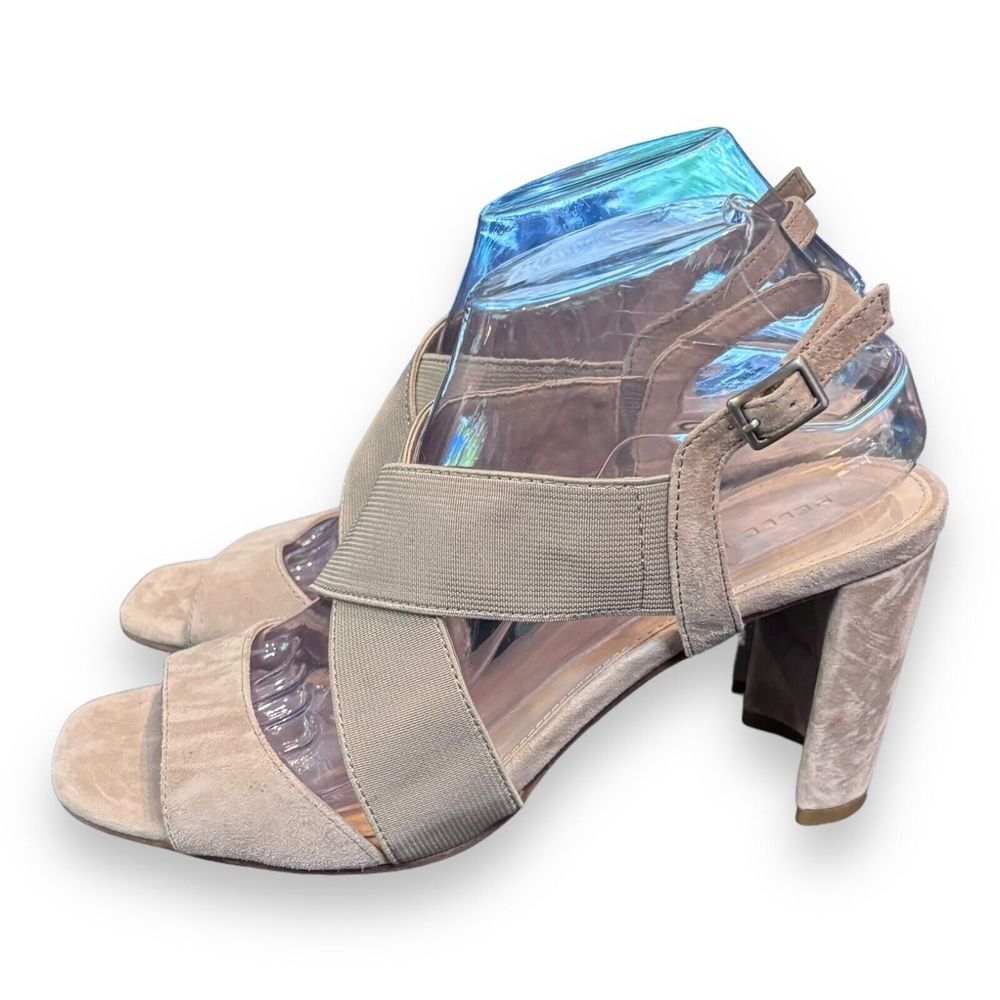 Pelle Moda Nolyn Sandals Mushroom Beige Womens Sz 8.5 Shoe Elastic Cross Strap‎